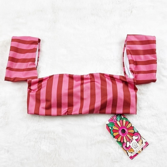 NWT Farm Rio Striped Convertible Off The Shoulder Bikini Top - Picture 3 of 5